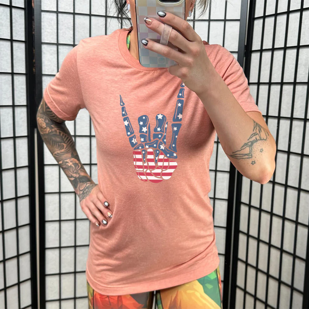 American Flag Skeleton Hand Shirt Unisex - Image 11