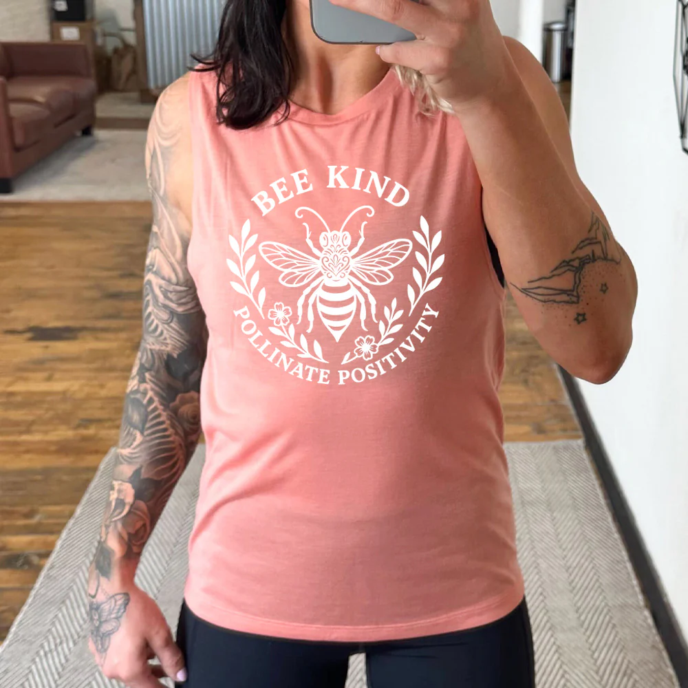 Bee Kind Pollinate Positivity Muscle Tank - Image 4