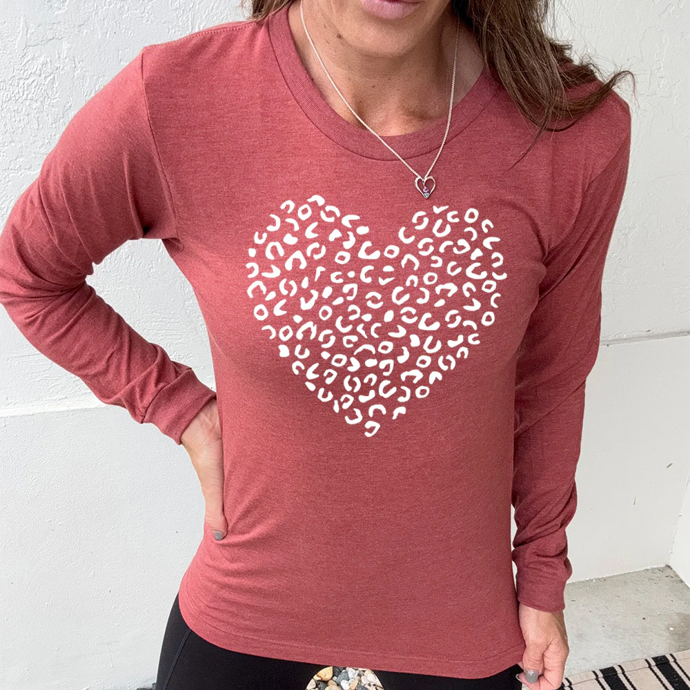 Leopard Heart Long Sleeve Tee - Image 7