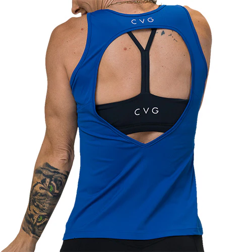 Peekaboo Back Tank Top | Blue - Image 2