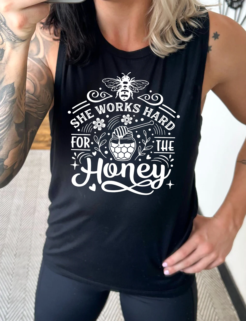 She Works Hard For The Honey Muscle Tank