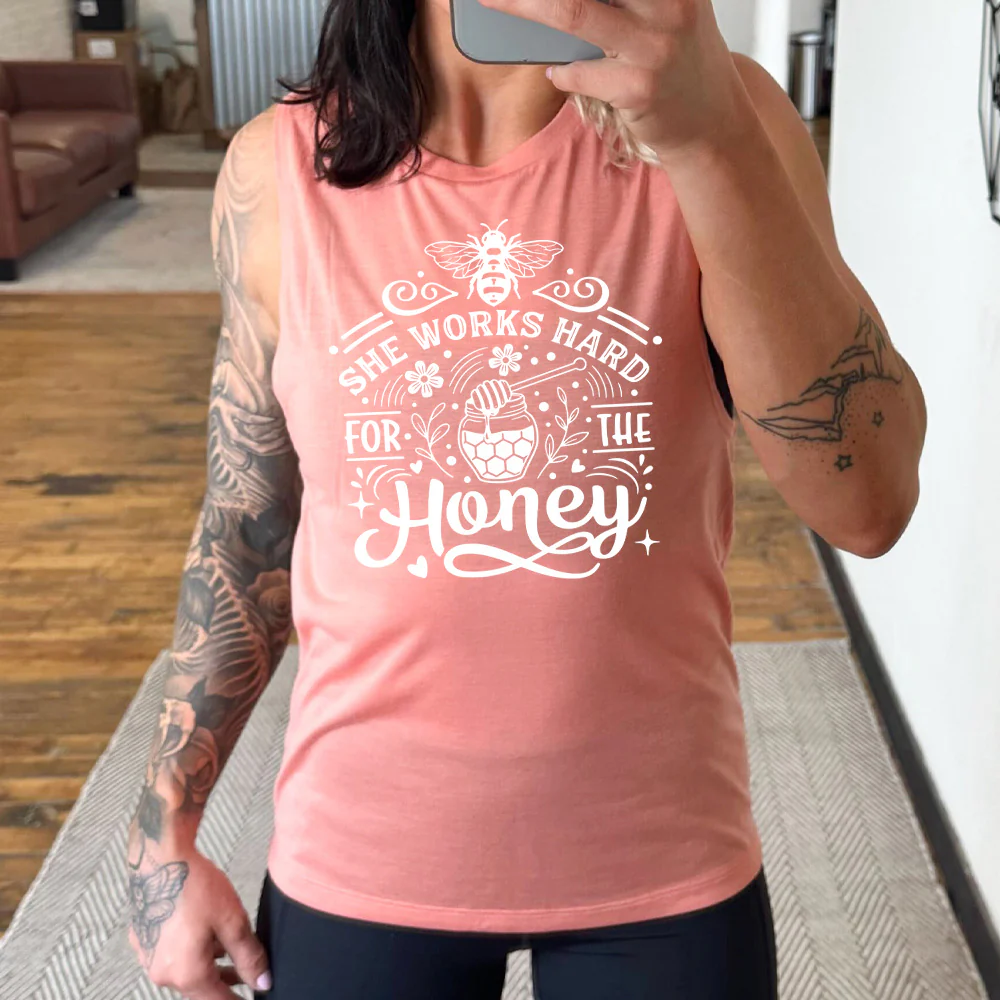 She Works Hard For The Honey Muscle Tank - Image 4