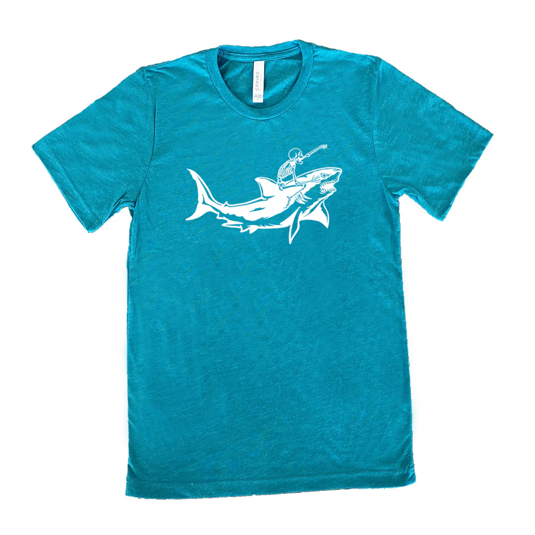 Skeleton Riding A Shark Shirt Unisex - Image 10