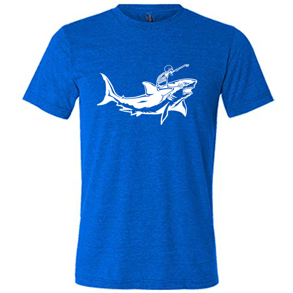 Skeleton Riding A Shark Shirt Unisex - Image 3