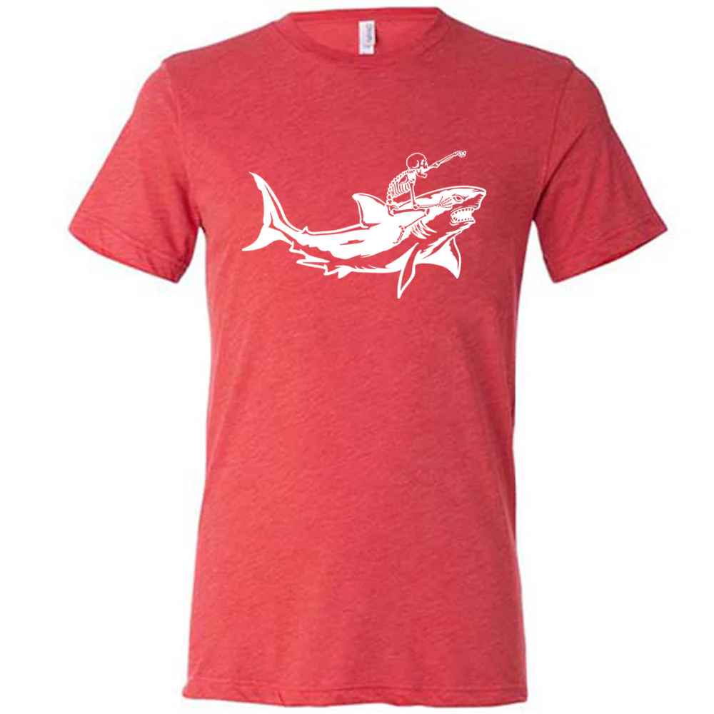 Skeleton Riding A Shark Shirt Unisex - Image 5