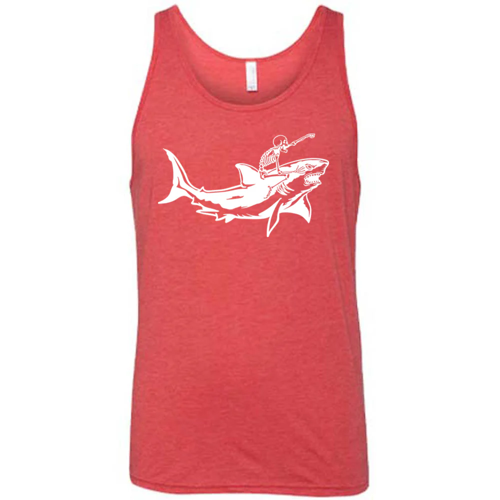 Skeleton Riding A Shark Shirt Unisex - Image 6