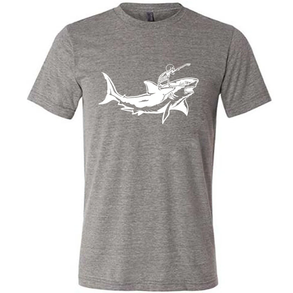 Skeleton Riding A Shark Shirt Unisex - Image 7